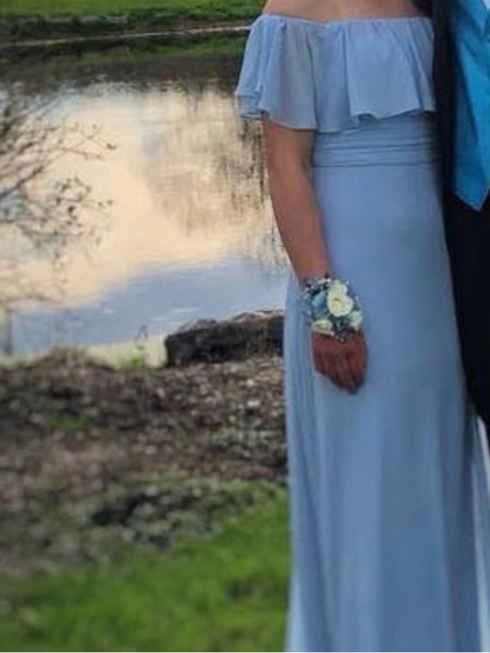 Ever Pretty Light Blue Off-Shoulder Maxi Dress